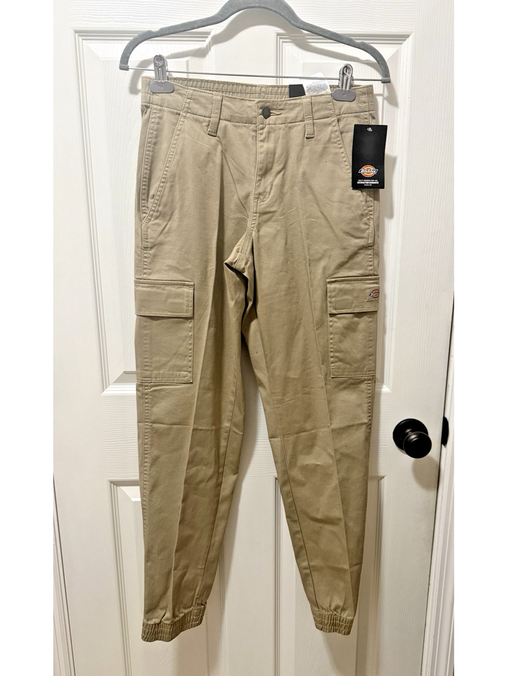 Dickies High Rise Cargo Jogger Pants Women Size 26R Desert Sand Elastic Waist